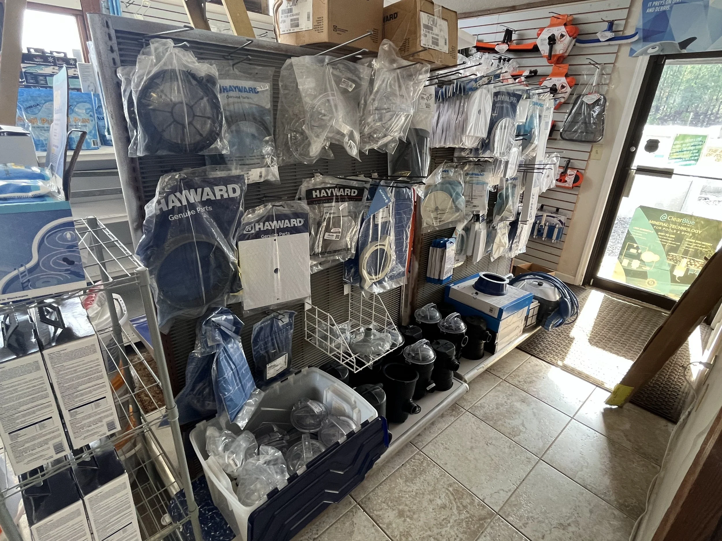 Pool and spa supplies in the US-1 Pools showroom